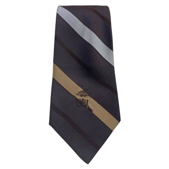 Vintage WOOLF BROTHERS COUNTESS MARA Tie Dark Brown Light Brown Silver, Preowned - Picture 1 of 7